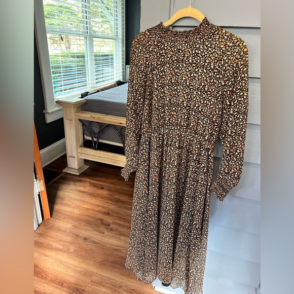 Madewell (Re)sourced Georgette Smocked Neck Midi Dress Folktale Paisley  size M - Picture 3 of 11